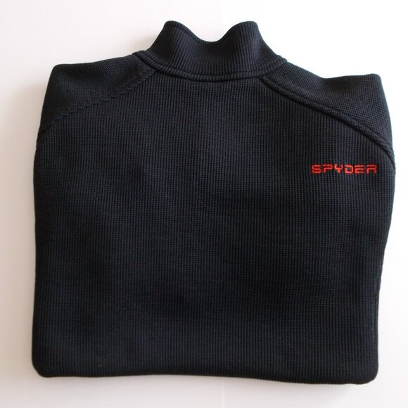 SPYDER Men's Black Fleece lined Pullover Sweater 1/4 zip Size XL - Picture 5 of 14